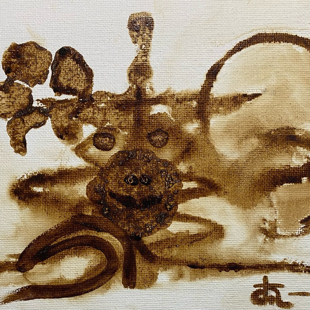 Abstract Coffee Art Decor original painting on canvas board